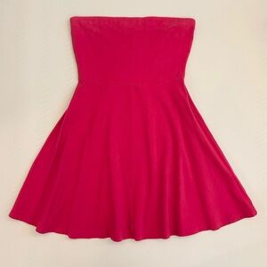 Express Strapless Skater Fit & Flare Dress in Pink, Size M